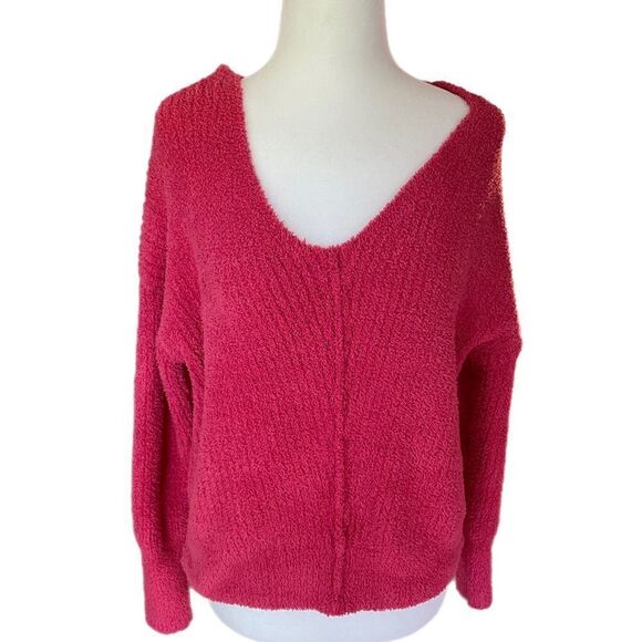 Lucky Brand Hot Pink Vneck Sweater Size Small - Picture 1 of 2